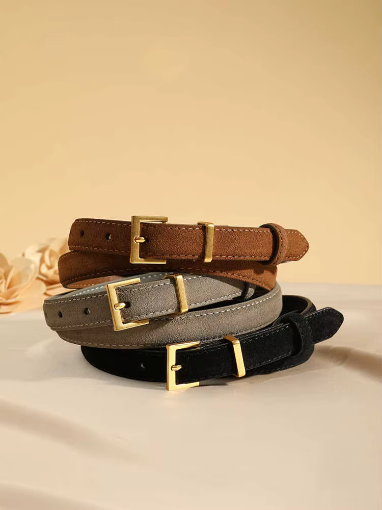 Ceinture en cuir suédé pour femmes avec boucle en métal