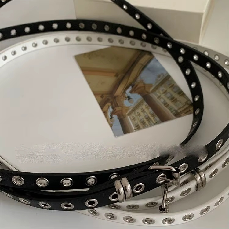 Ceinture de taille en cuir PU avec œillets à rivets