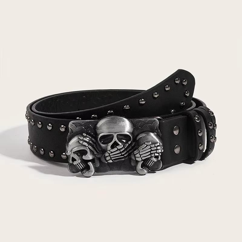 Halloween squelette main ceinture crâne décontracté gothique hommes