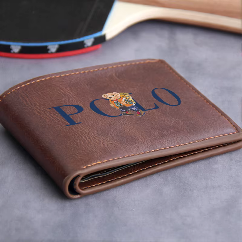 Portefeuille en cuir PU brodé POLO BEAR pour homme