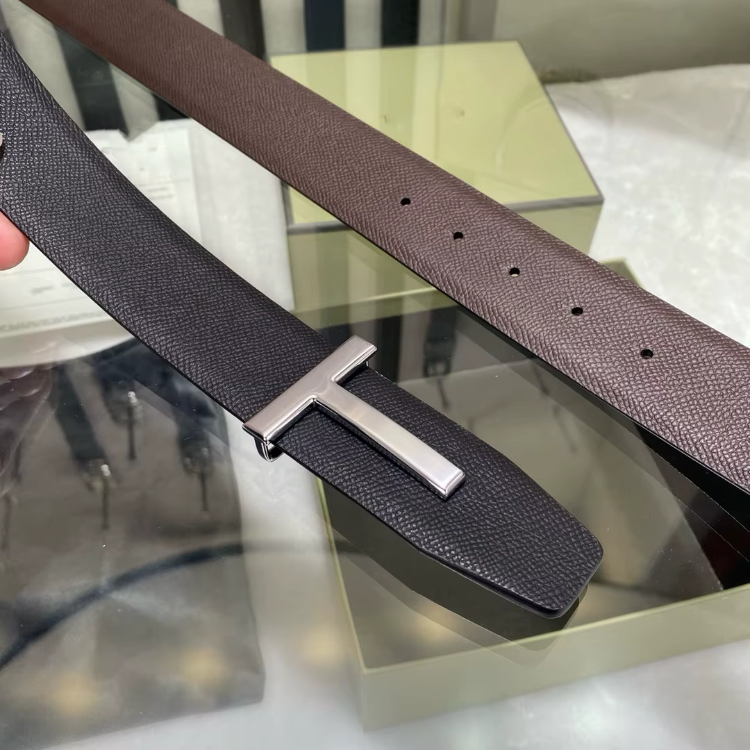 Ceinture en cuir Double face avec boucle lettre en forme de T pour hommes