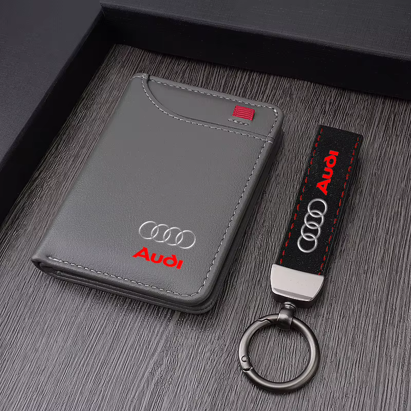 Portefeuille en cuir pour hommes avec logo de voiture