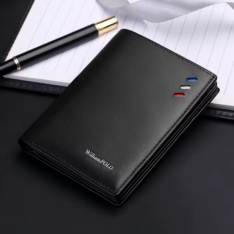 Portefeuille en cuir véritable pour hommes, porte-cartes de style court à la mode, pièce de monnaie multifonctionnelle d'hectare