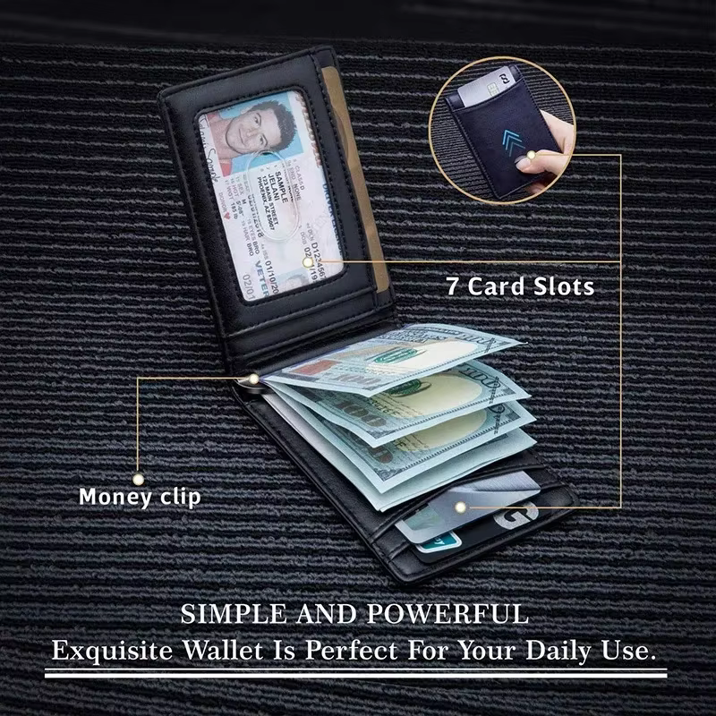 Portefeuille Rfid personnalisé porte-carte en Fiber de carbone cuir minimaliste hommes