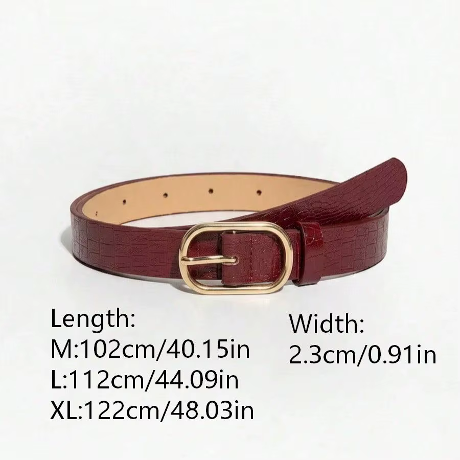 Ceinture vintage gaufrée rouge vin pour femme