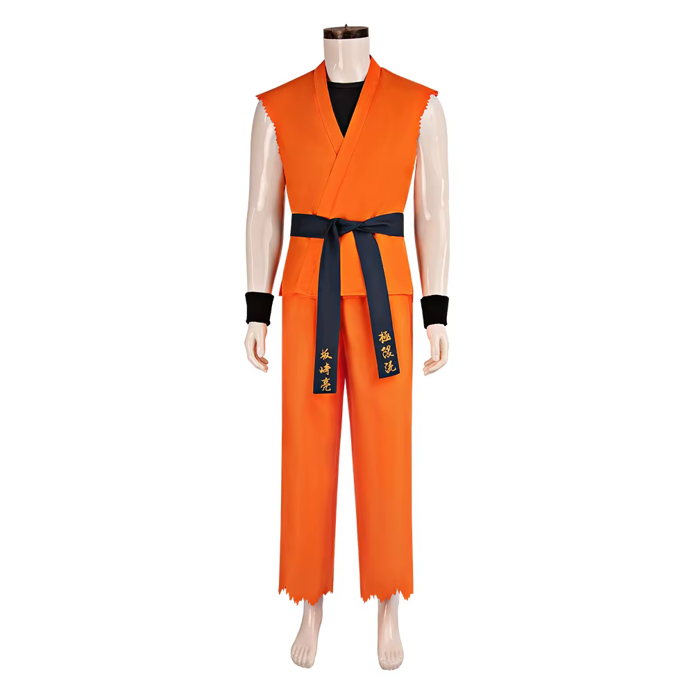 Déguisement Ryo Sakazaki Art of Fighting KOF Costume de Cosplay Kimono de Karaté Orange Uniforme d'Arts Martiaux pour Homme Tenue de Halloween