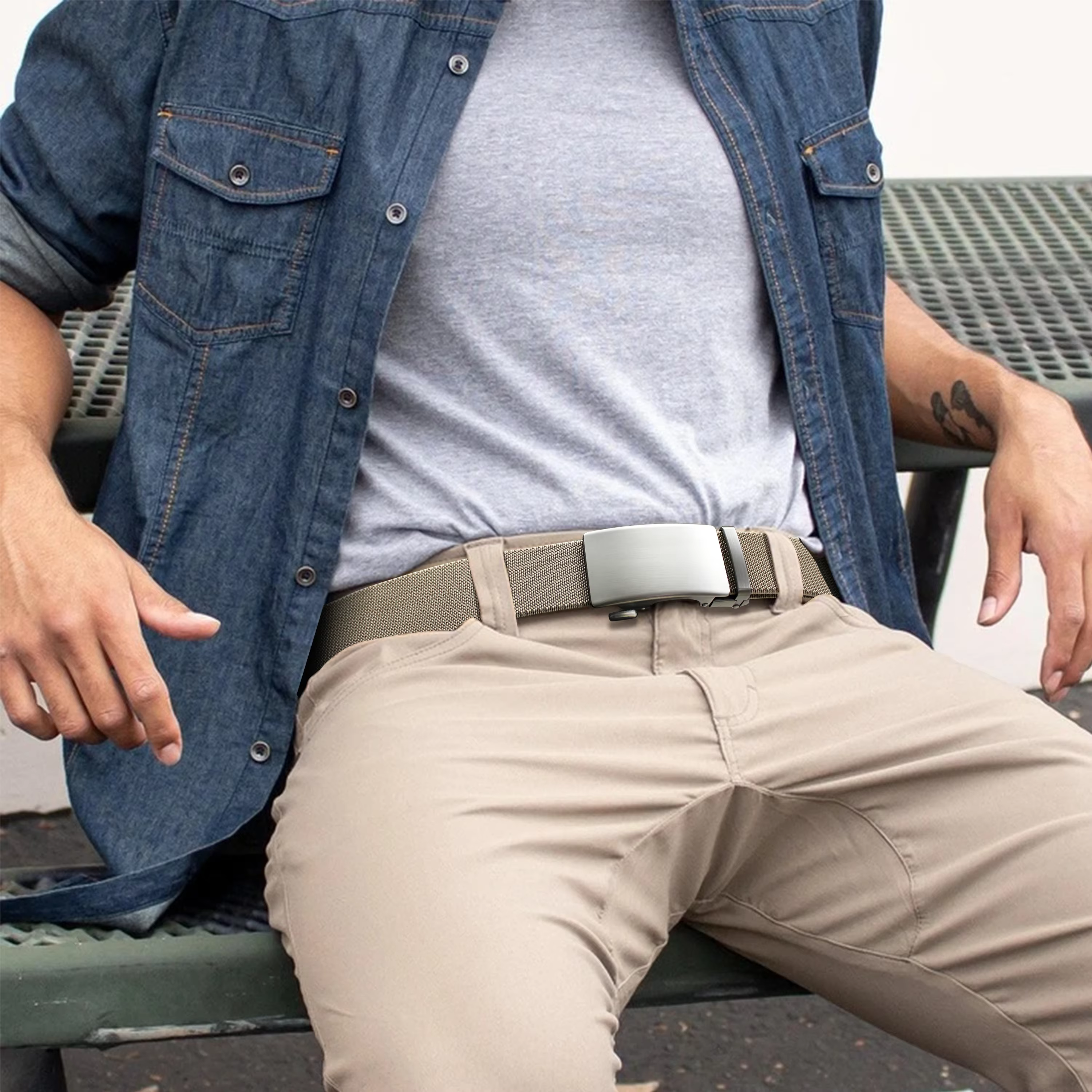Ceinture élastique en métal pour hommes