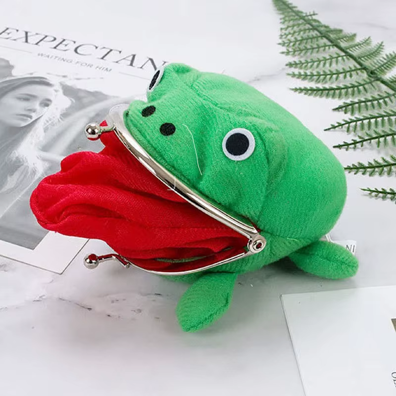 Porte-monnaie en peluche grenouille