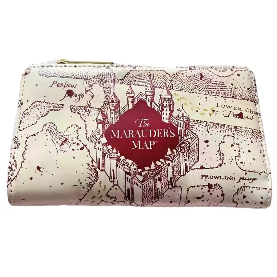 Nouvelle série Loungefly Harry Potter : Portefeuille long à fermeture éclair imprimé carte