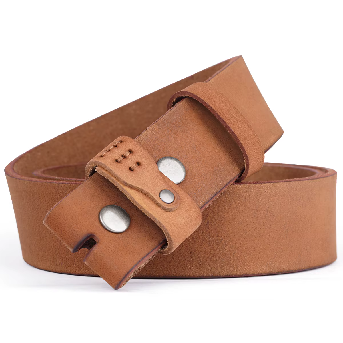 BISON DENIM Ceinture pour hommes en cuir véritable, ceintures vintage en cuir sans boucle, ajustement réglable pour un style décontracté et vintage