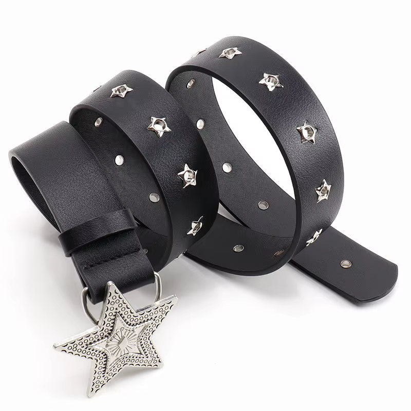 Ceinture à boucle étoile à cinq branches de style occidental tendance