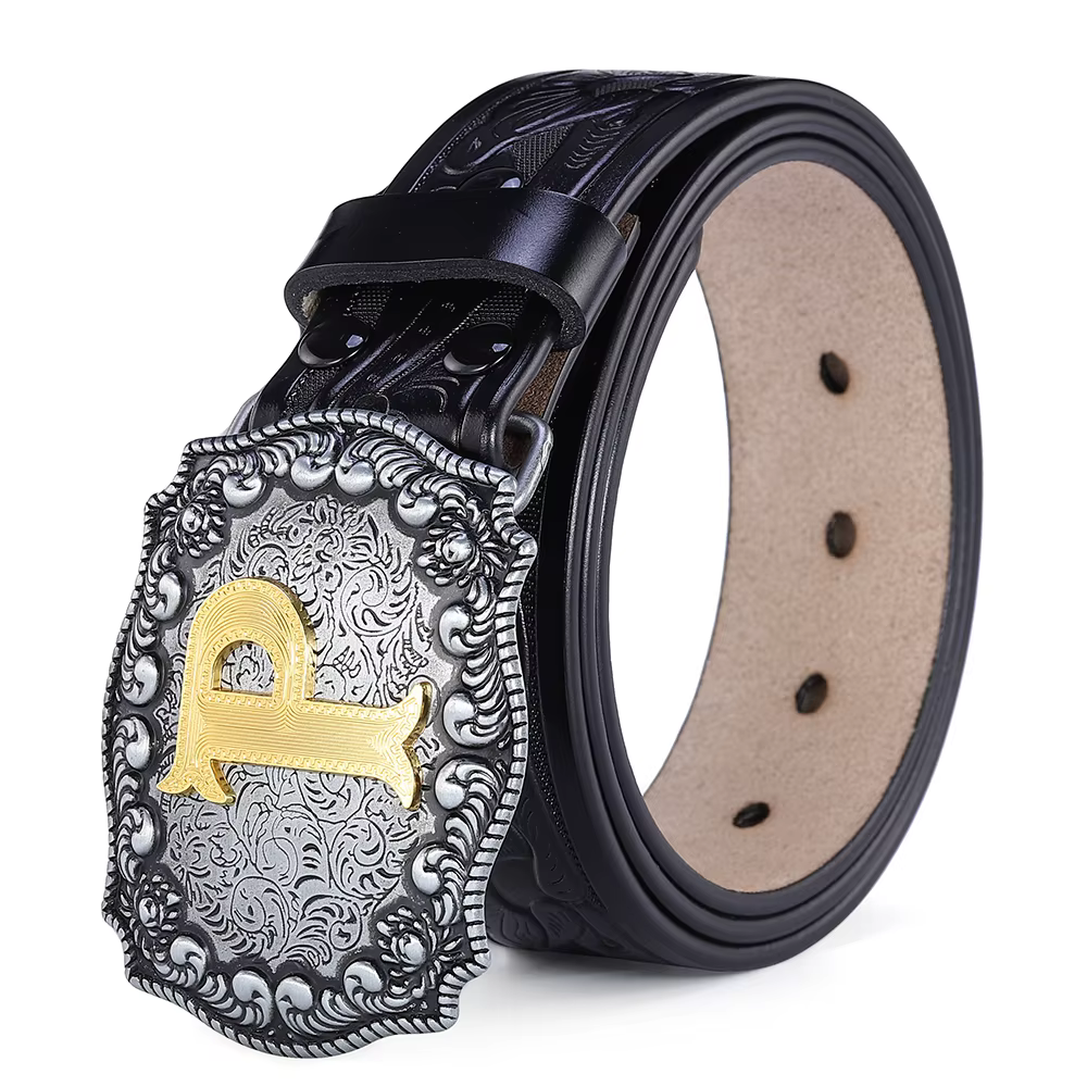 A-Z lettres boucle ceinture occidentale pour hommes de haute qualité Cowboy PU cuir taille