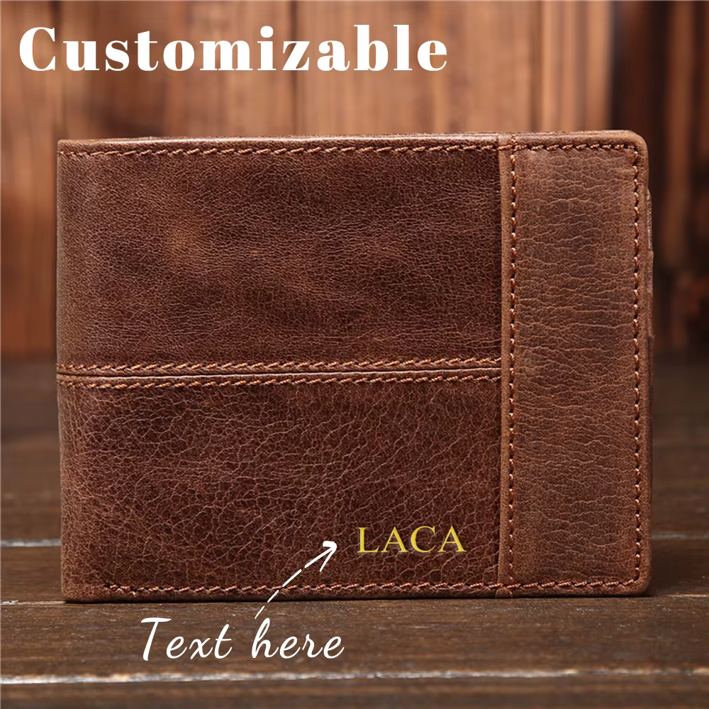 Portefeuille en cuir véritable personnalisé pour homme - style court