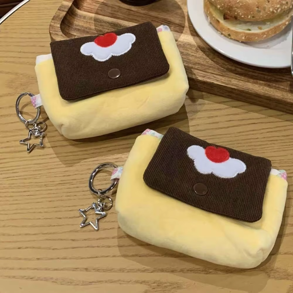Porte-monnaie en velours doux motif pudding de cerises