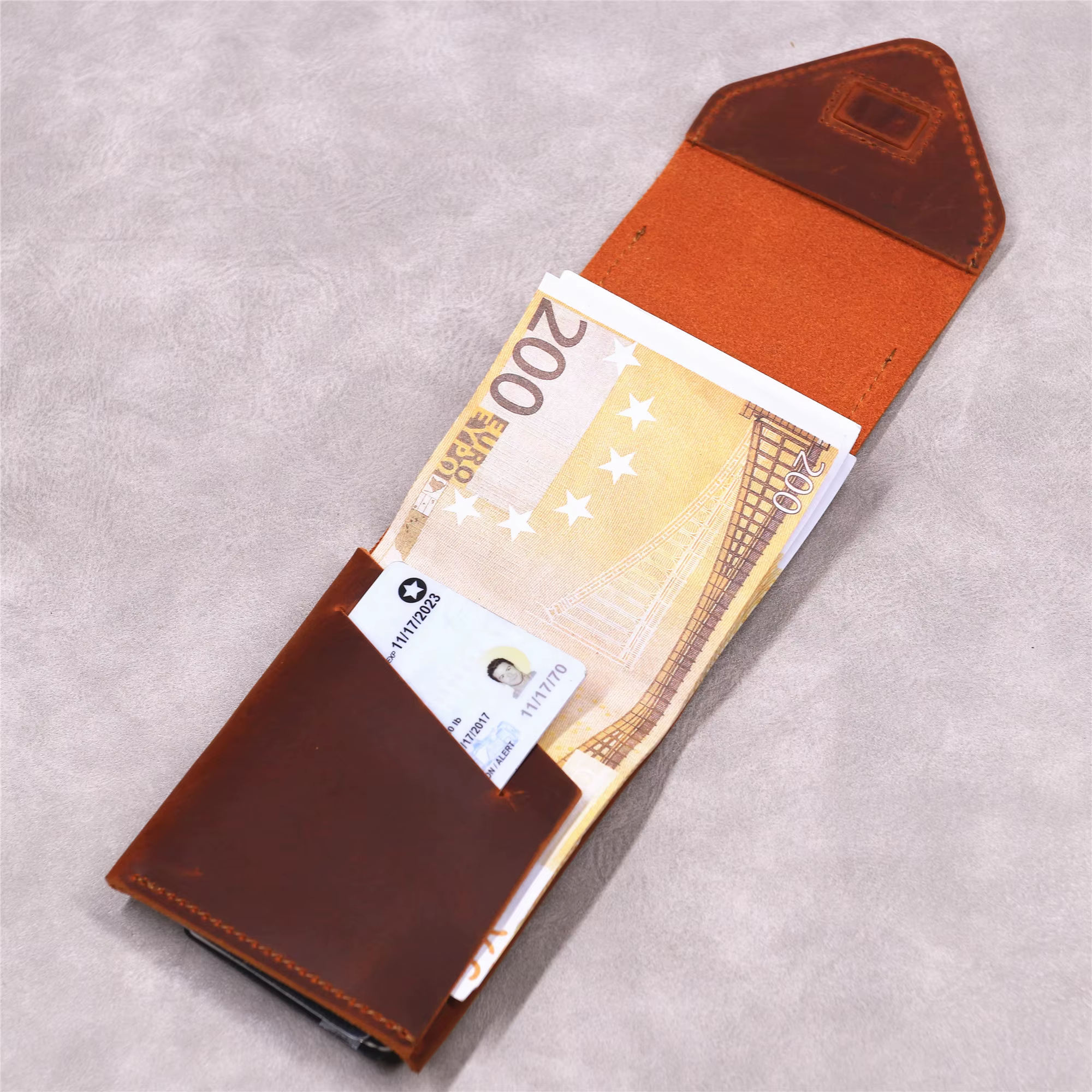 Portefeuille en cuir véritable pour homme (compatible avec les normes européennes)