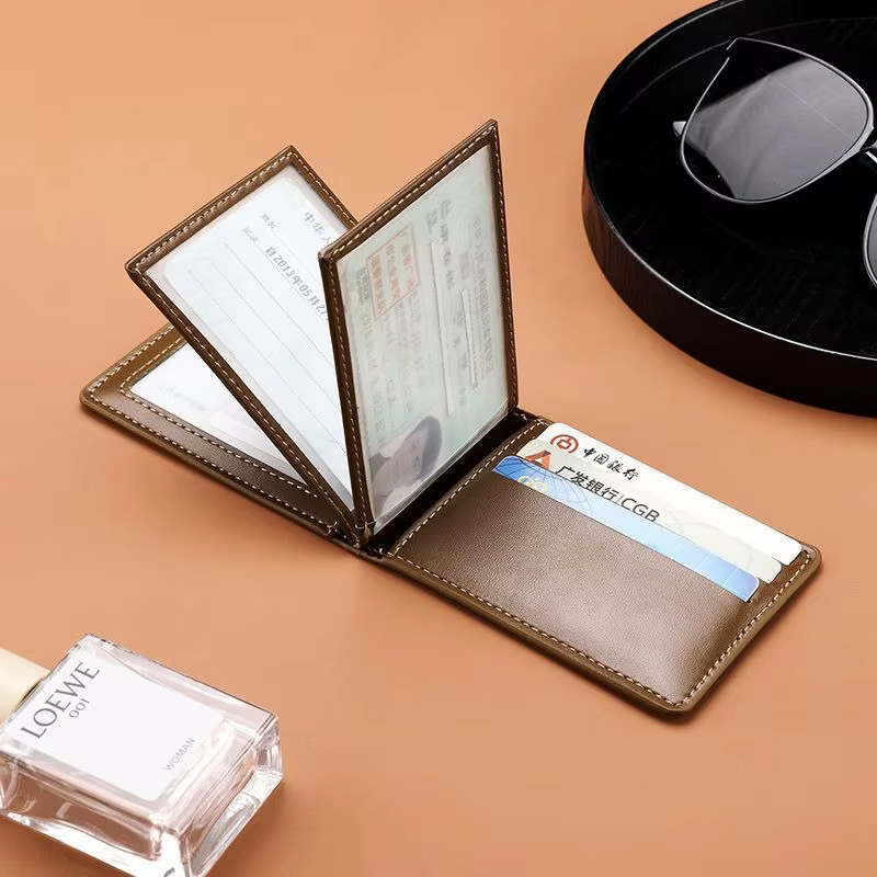 Portefeuille pour hommes minimaliste permis de conduire porte-pièce mince portefeuille Pu multi-fonction étui pour carte d'identité pour hommes voyage décontracté