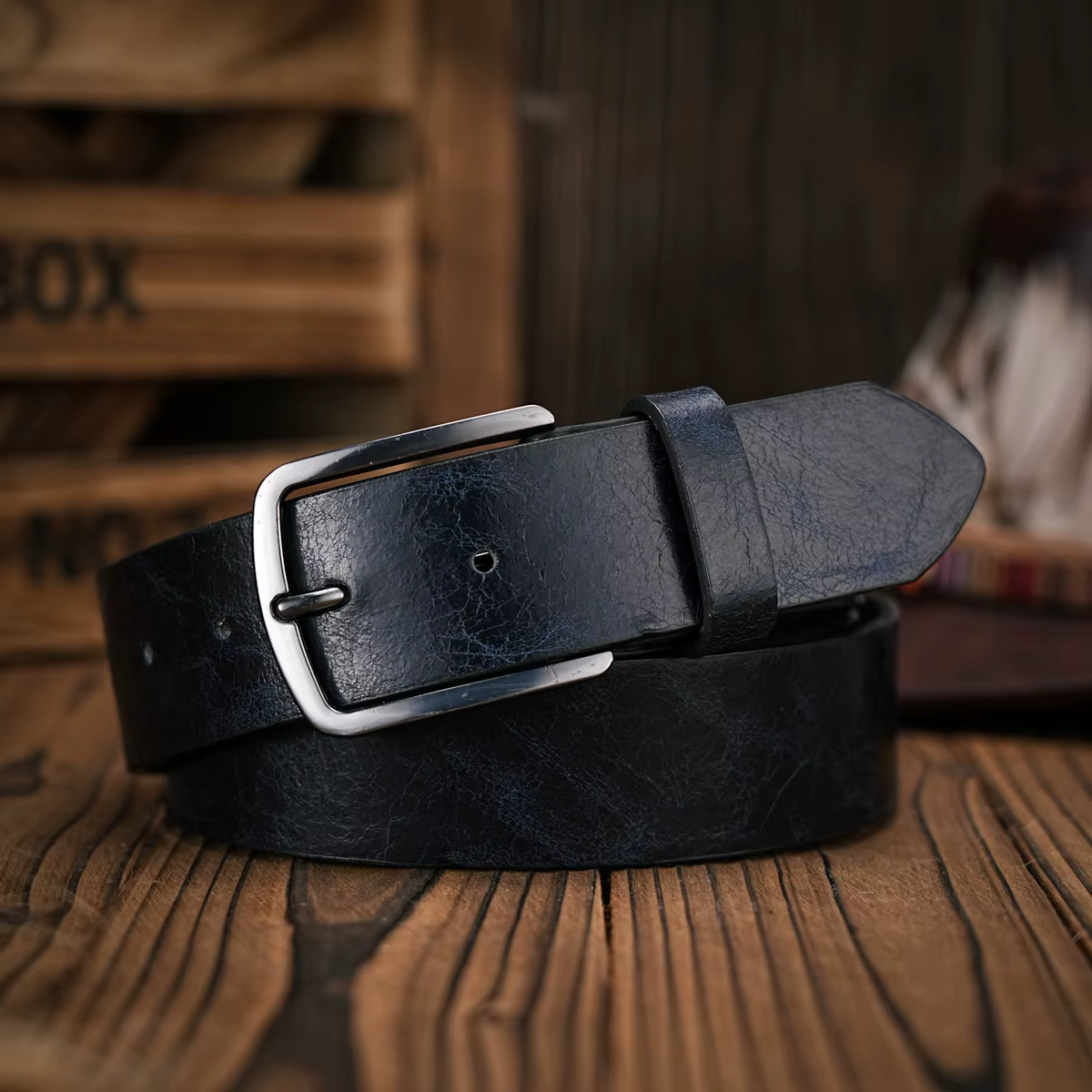 Ceinture en PU marron de style décontracté avec boucle en métal rétro pour homme et femme