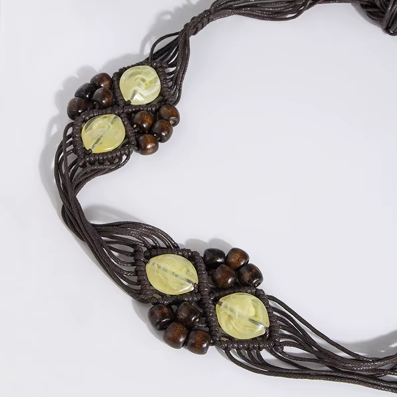 Ceinture à nœud tissé en perles de résine bohème