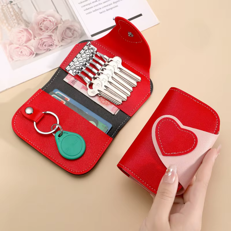 Porte-clés multifonction en cuir PU pour femmes