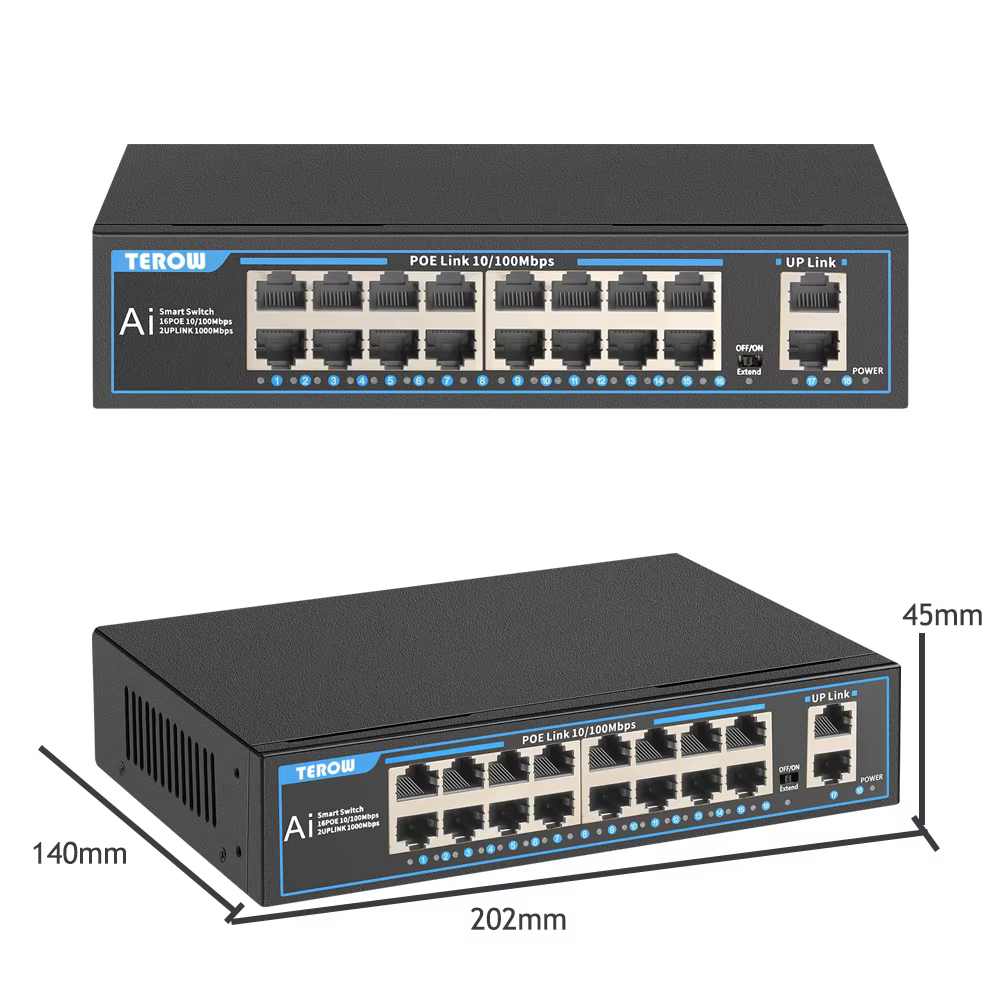 Commutateur POE à 16 Ports, commutateur Ethernet 100Mbps, commutateur réseau POE, Hub RJ45, IEEE802.3af/at, caméra IP, vidéosurveillance, AP sans fil