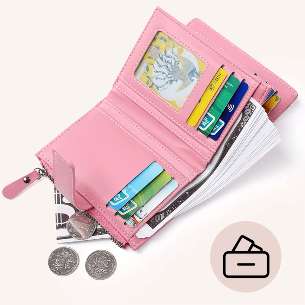 Portefeuille court pliant en cuir PU pour femmes