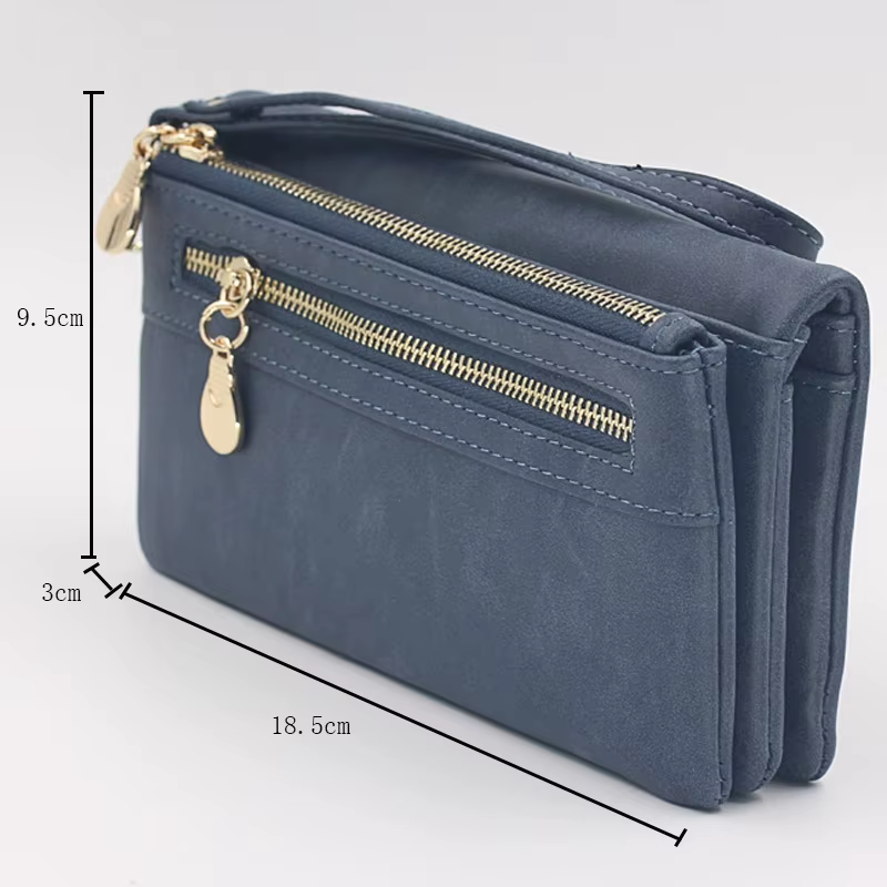 Portefeuille en cuir de grande capacité pour femme