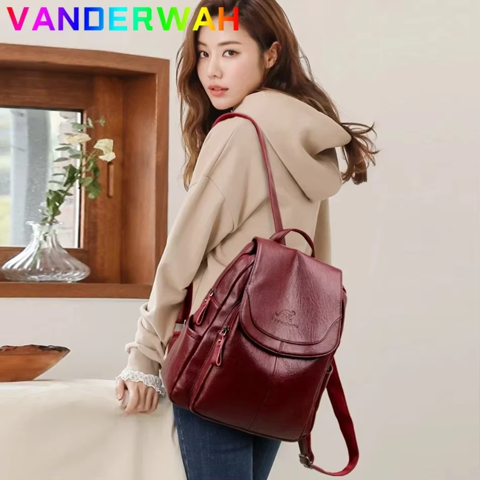 Sac à dos en cuir véritable pour femme
