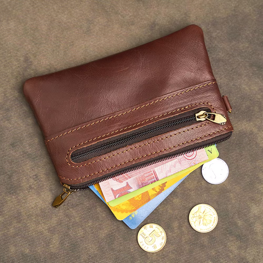 Porte-monnaie en cuir véritable pour hommes et femmes