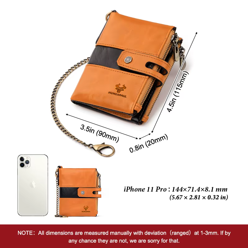 HUMERPAUL portefeuille en cuir véritable pour hommes mode qualité sac à main de voyage Rfid protéger porte-carte de