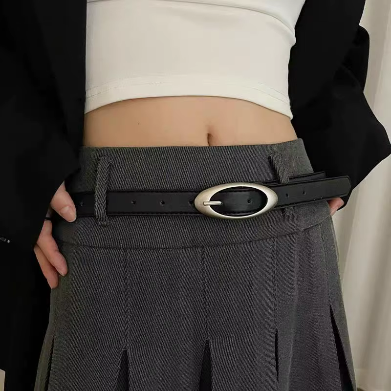 Ceinture de taille en cuir pour femmes, boucle ovale en alliage, Y2K, pantalon, robe, mode Vintage, accessoires de sangle de taille