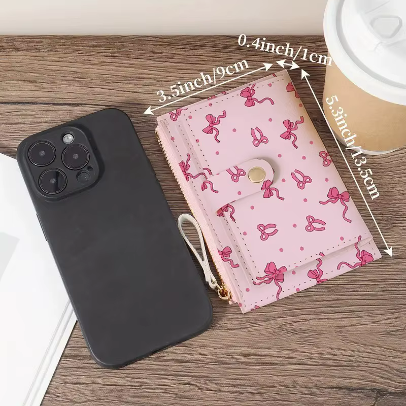 Portefeuille rose à nœud pour femmes