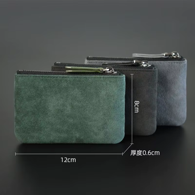 Mini Portefeuille en Cuir Simple et Portable Petit Porte-Monnaie à Fermeture Éclair Rétro pour Hommes et Femmes Porte-Cartes de Crédit Fin