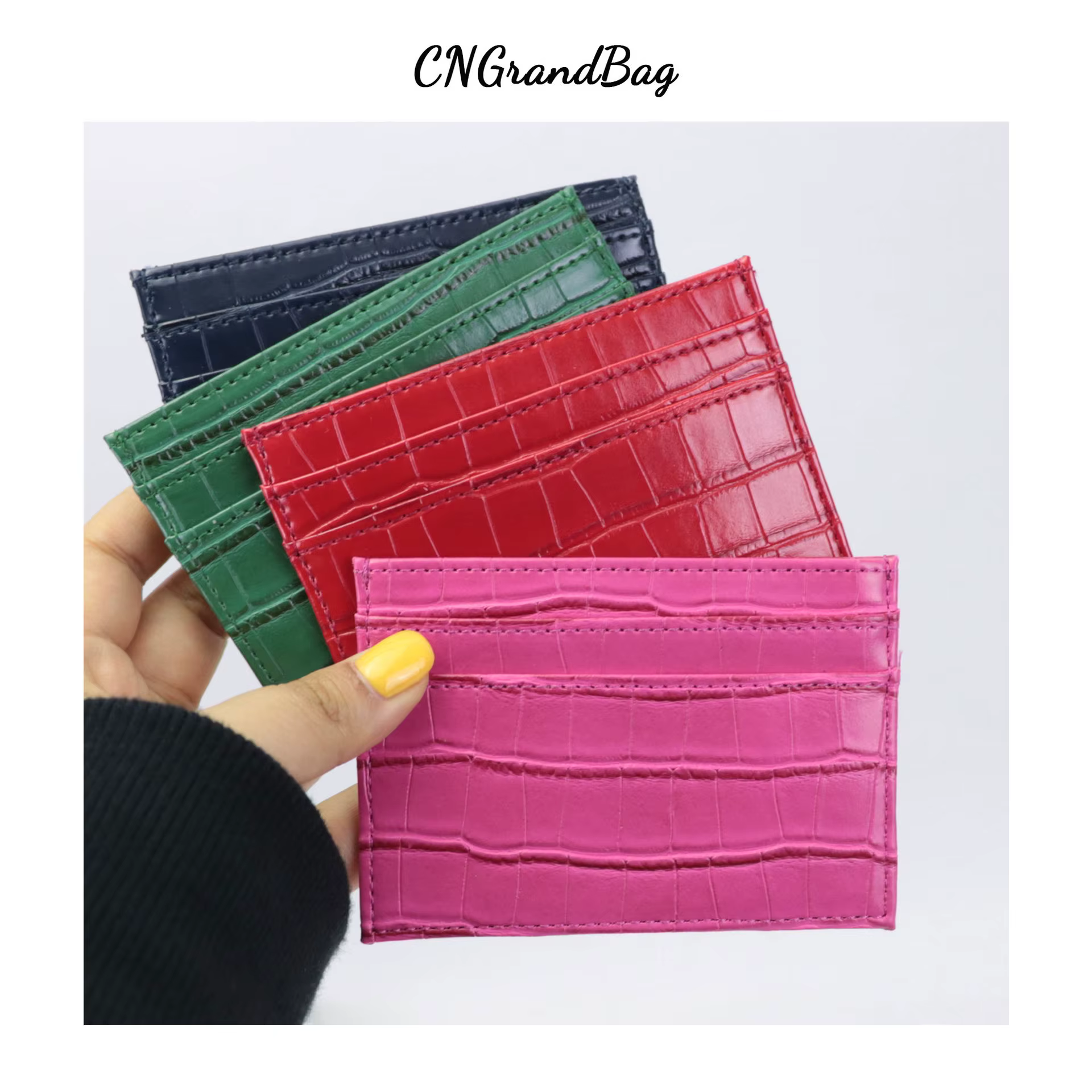 Lettres personnalisées classique hommes Crocodile PU porte-carte femmes PU cuir