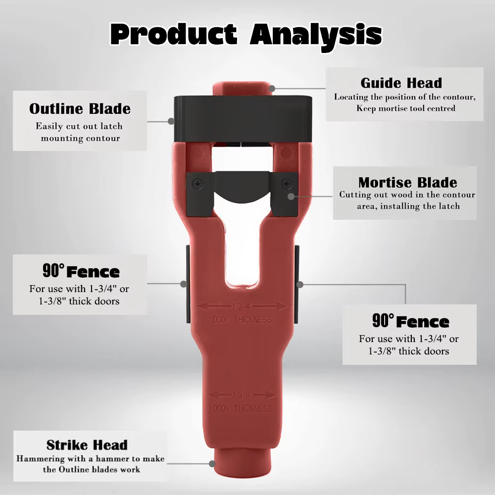 Kit d'installation de loquet de porte | Pour portes de 1-3/4" et 1-3/8" | Outil de sciage à trous pour mortaiser les loquets de porte