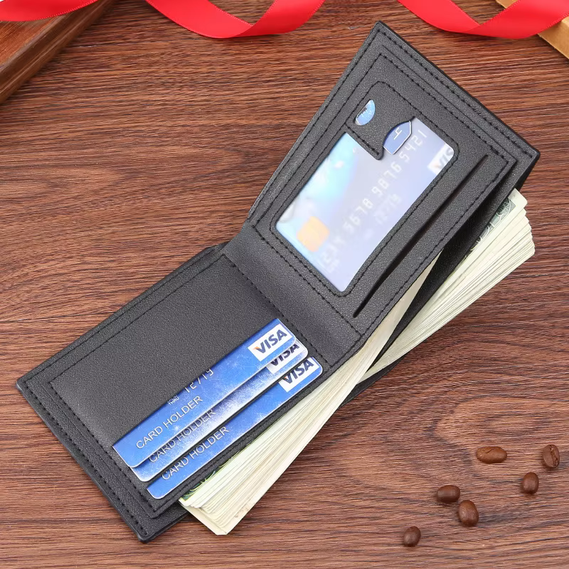 Portefeuille en cuir souple horizontal pour hommes