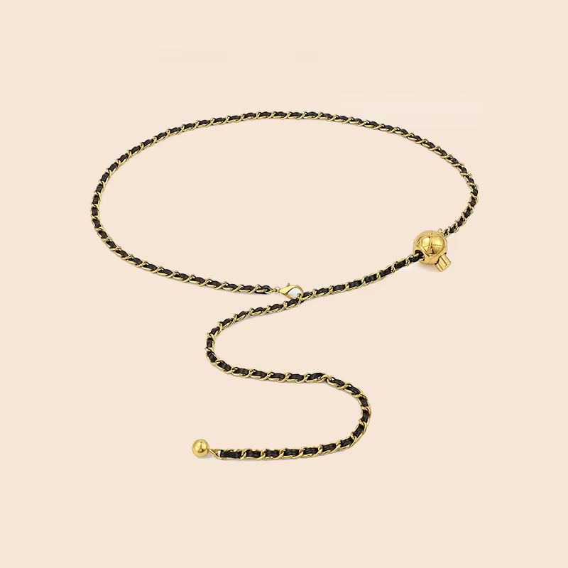 Chaîne de taille en métal doré de luxe pour femme