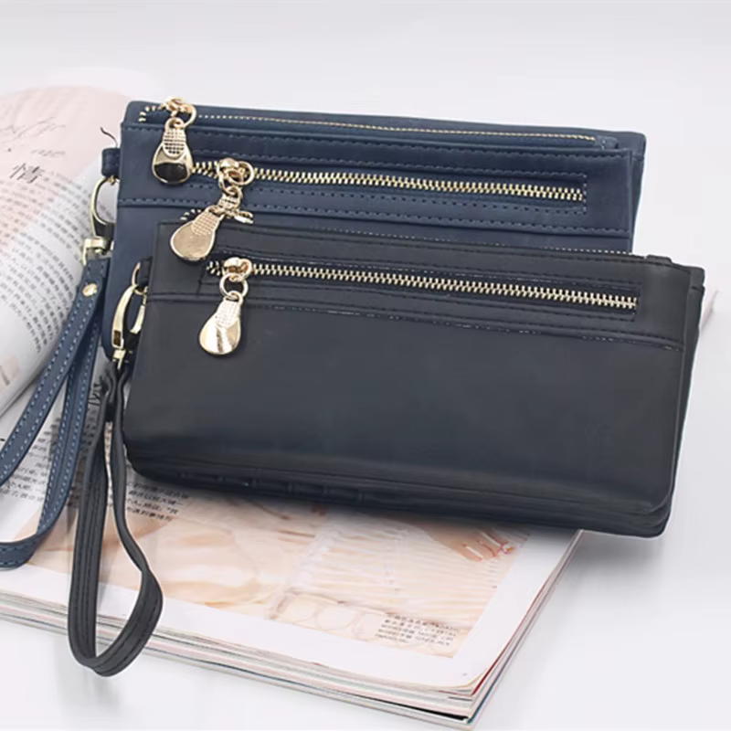 Portefeuille en cuir de grande capacité pour femme