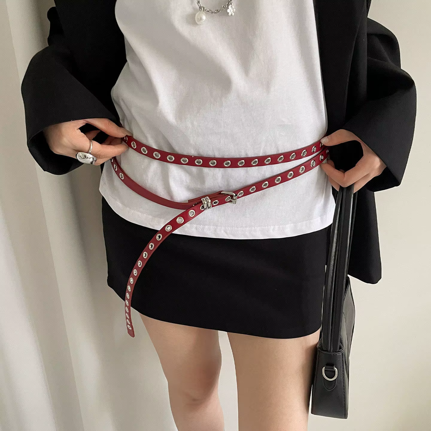 Ceinture en PU à œillets multiples BUYLEMO