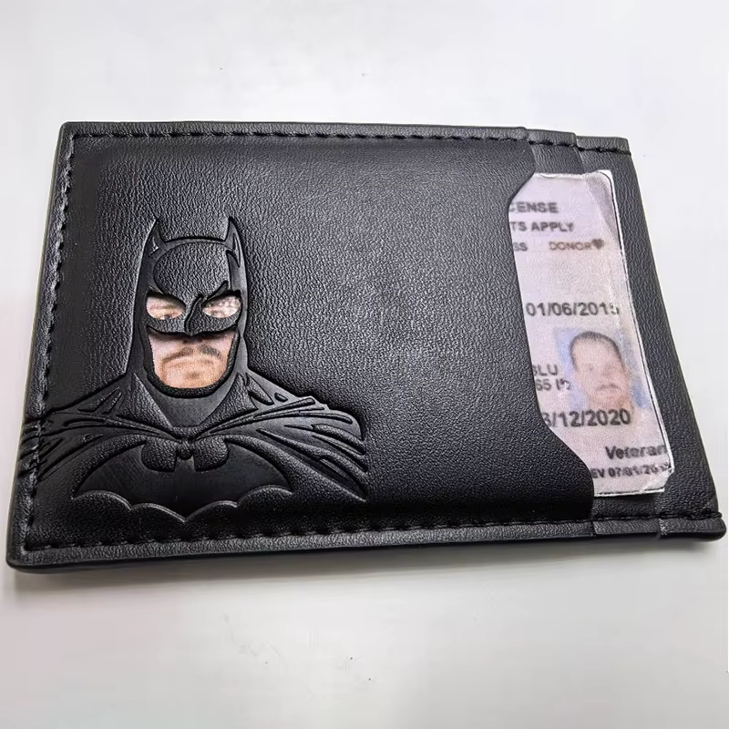 Nouveau Portefeuille en Cuir 2026 Motif Chauve-Souris Personnalisé Masque de Super-Héros Porte-Cartes