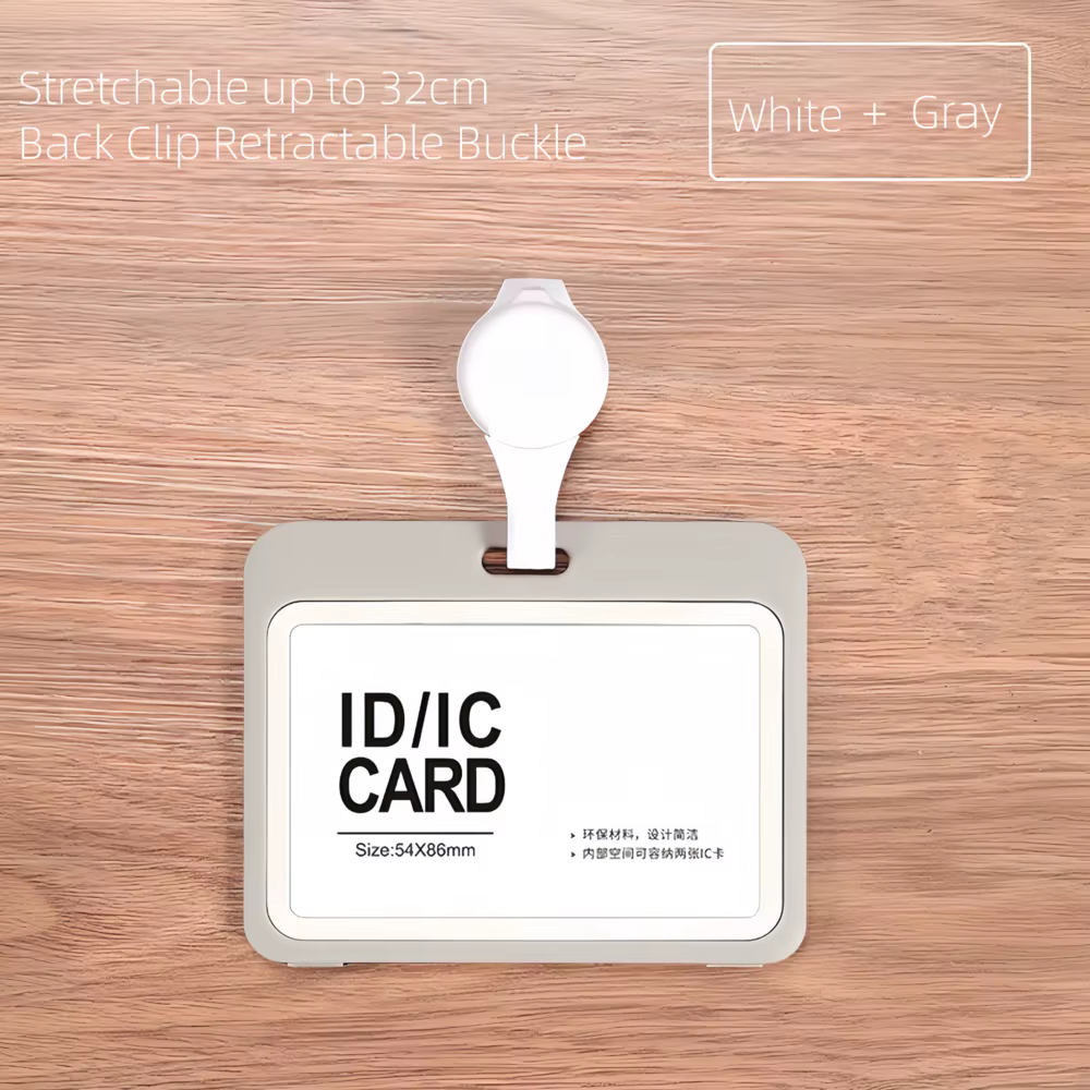 Porte-cartes rétractable transparent double face avec cordon détachable pour carte d'identité d'employé