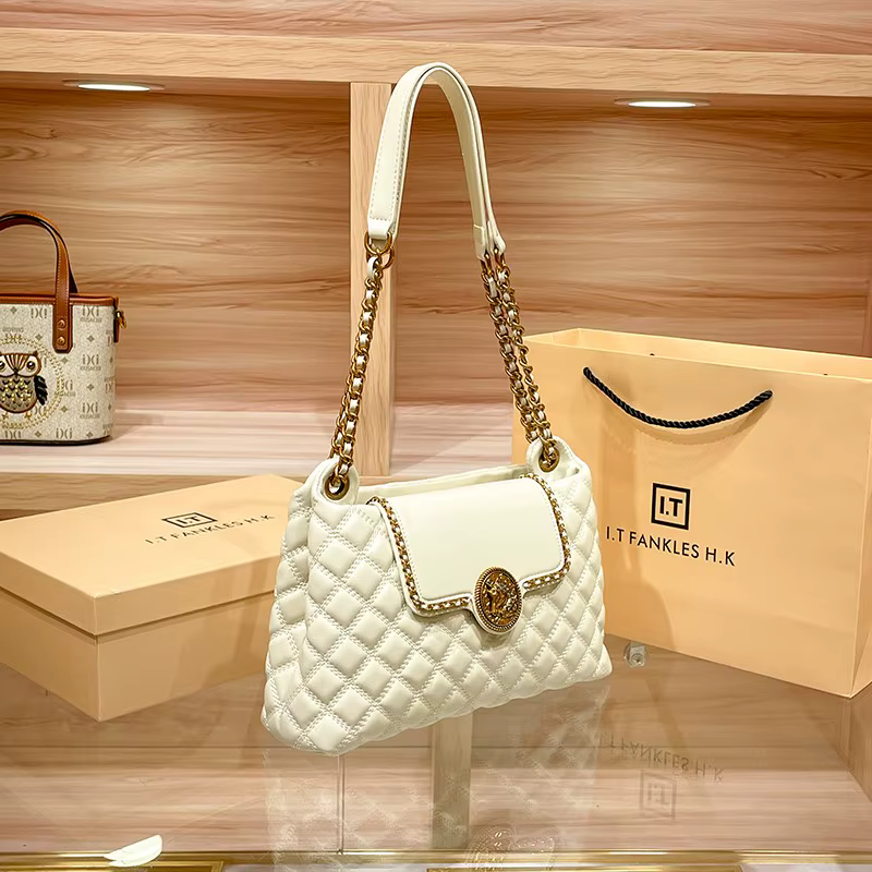 Sac à chaîne en cuir véritable pour femme