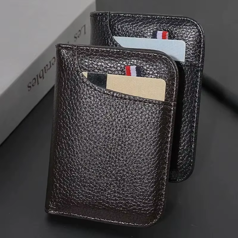 Portefeuille souple Super mince Portable pour hommes en cuir PU Mini ID carte de crédit portefeuille sac à main porte-cartes portefeuille mince petits portefeuilles courts