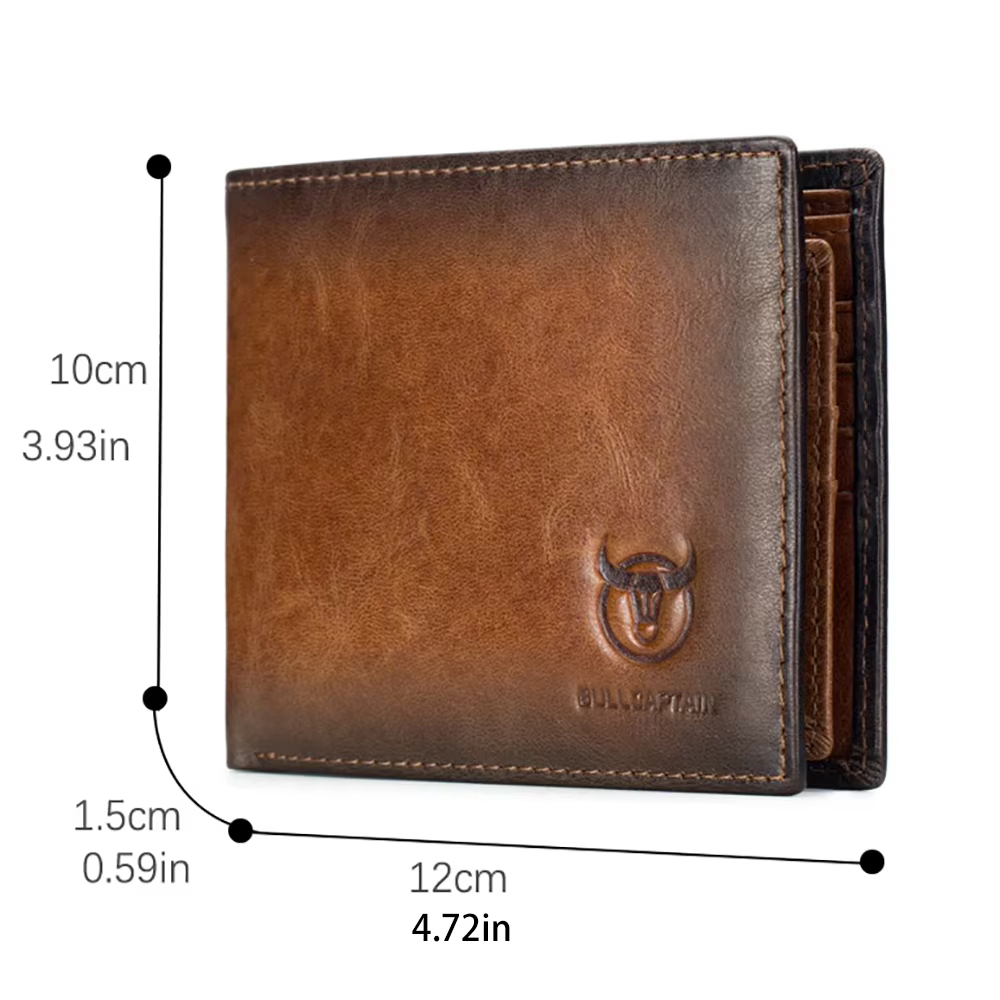 Portefeuille en cuir véritable pour hommes rétro couleurs contrastées RFID blocage mince à deux volets poche avant