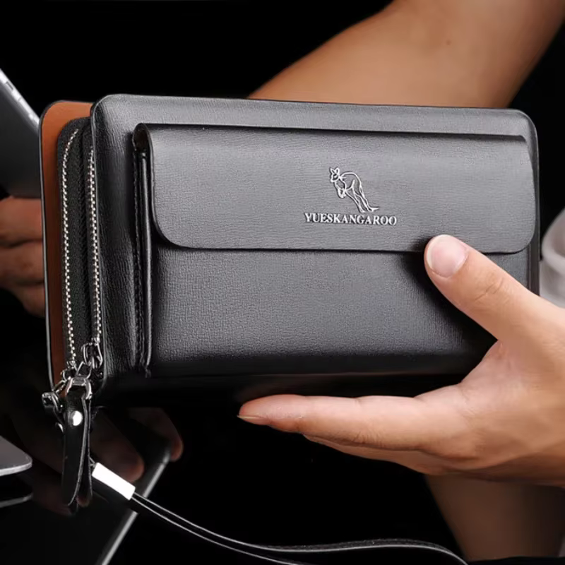 Portefeuille long en cuir PU pour hommes