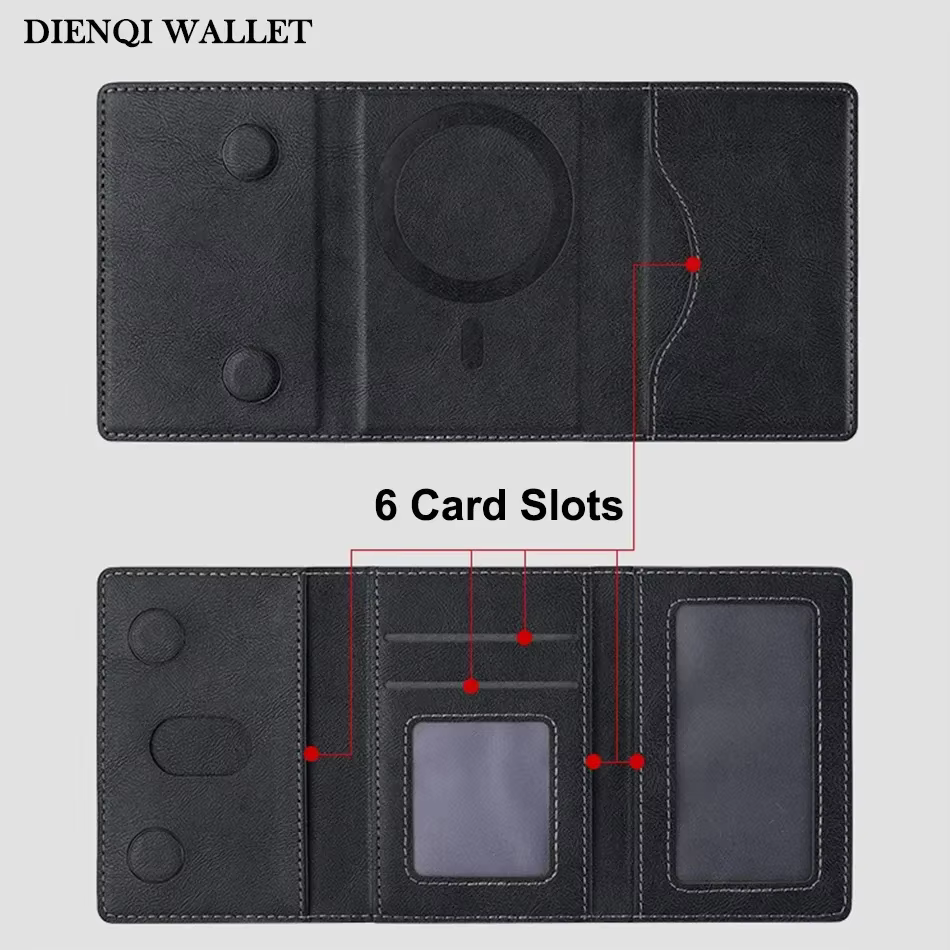 Magsafe porte-carte en cuir PU à trois volets
