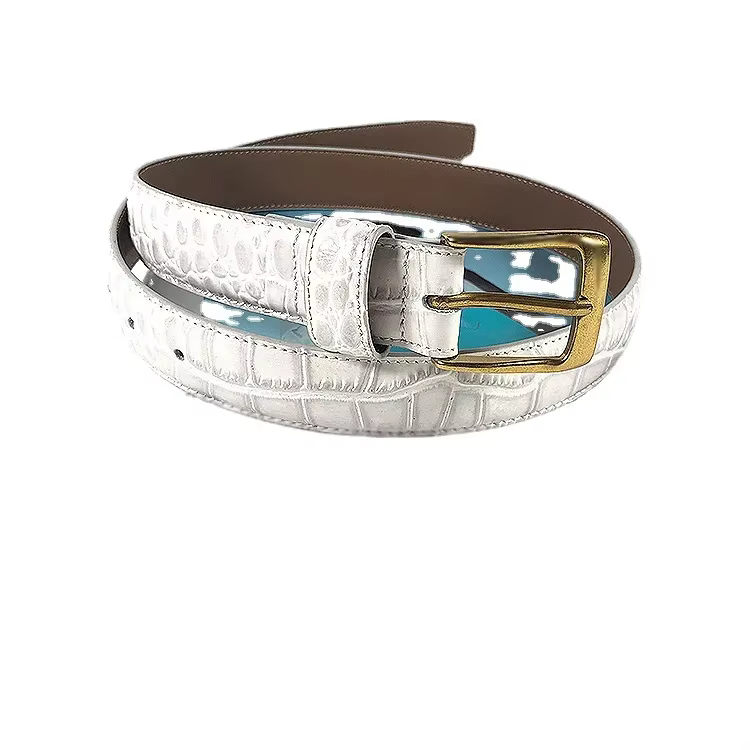 White Red Green Crocodile Grain Real Leather Waist Belt Women Casual Jean Strap Belts Plus Large Size Alligator Pattern Cinture