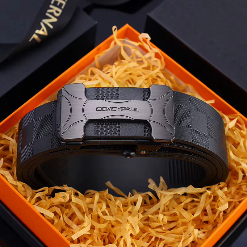 Ceinture d'affaires élégante pour homme avec boucle automatique en métal, design durable pour un usage quotidien, choix de cadeau idéal
