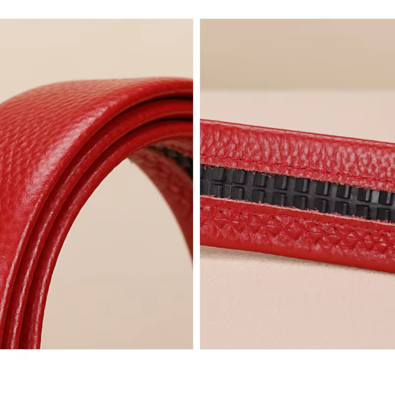 Nouvelle ceinture rouge pour hommes avec boucle automatique pour un réglage facile