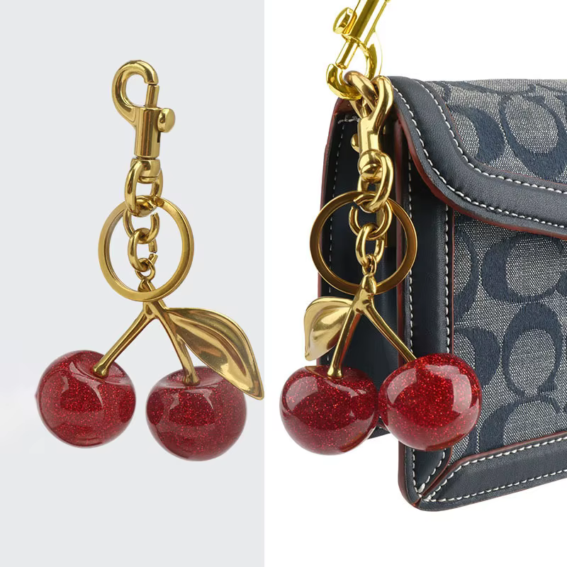 Porte-clés pendentif de sac à main à breloque cerise pour femmes
