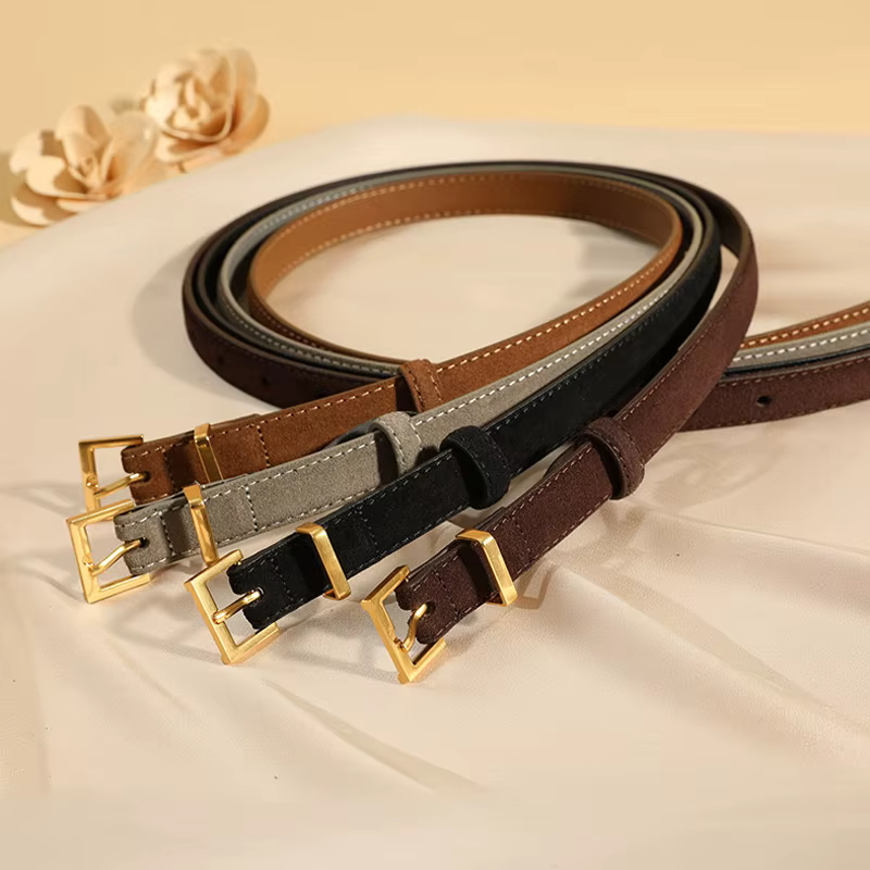 Ceinture en cuir suédé pour femmes avec boucle en métal